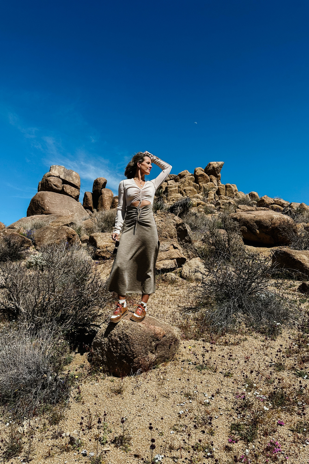 Suzanne in Joshua Tree wearing a dress