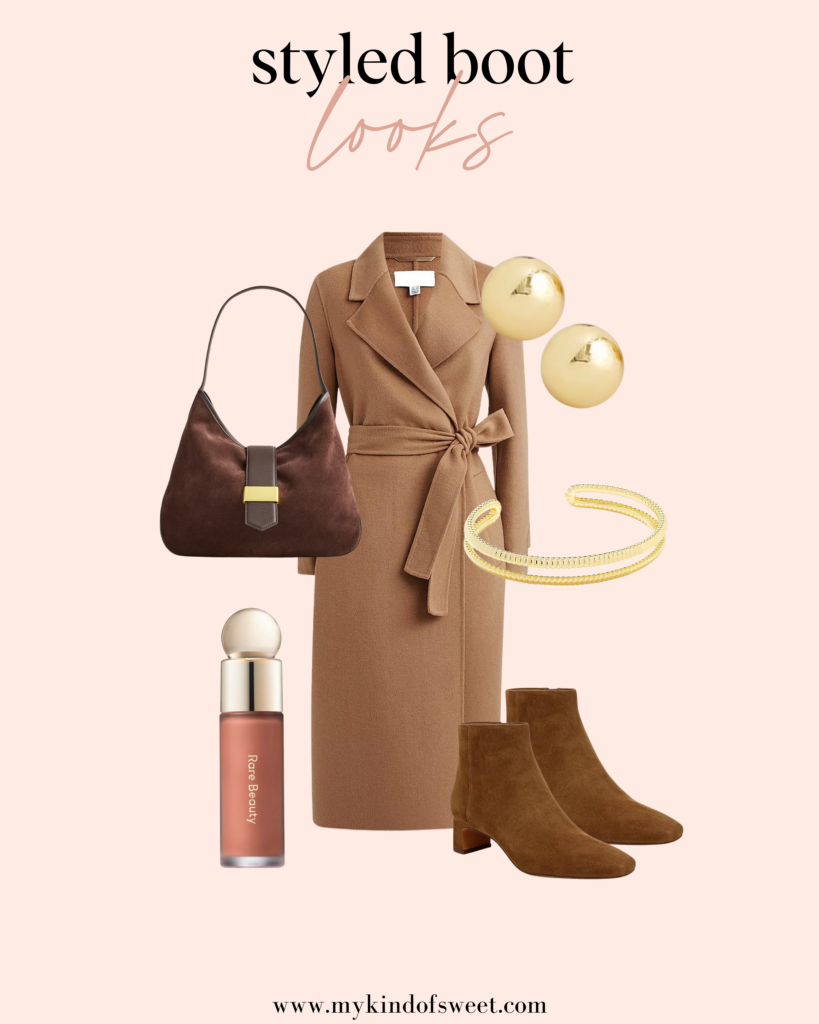 How To Style Boots for Fall, coat, boots, gold cuff, leather bag